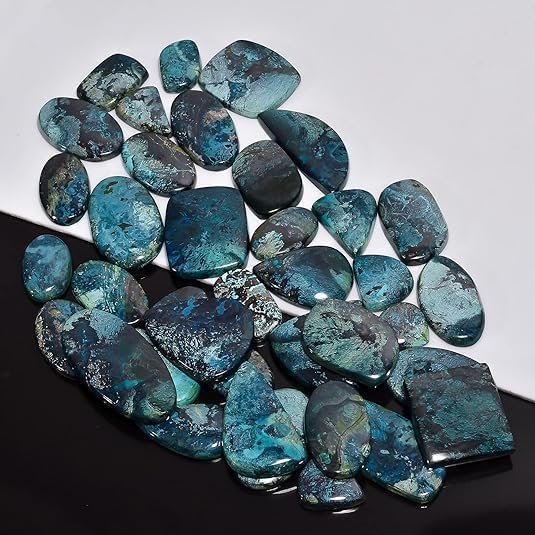Natural 3 Pcs Gemstones Cabochons Lot (15-35 MM) - Multi Shape Stones for Jewelry Making Supplies, Healing Crystals Loose Gemstones Shattuckite