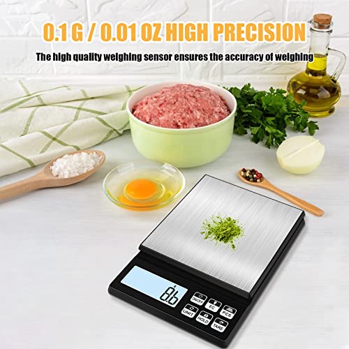 Rechargeable Digital Kitchen Scale, [5kg/0.1g] Diyife Food Scale, High Precision Digital Scale with LCD Display, Tare, PCS Counting, Stainless Steel Platform for Food, Jewelry, Medicine 5kg