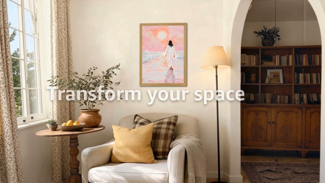 Framed Jesus Walking Water Canvas Wall Art 12x16 Inch Jesus Walking On Water Framed 16"L x 12"W