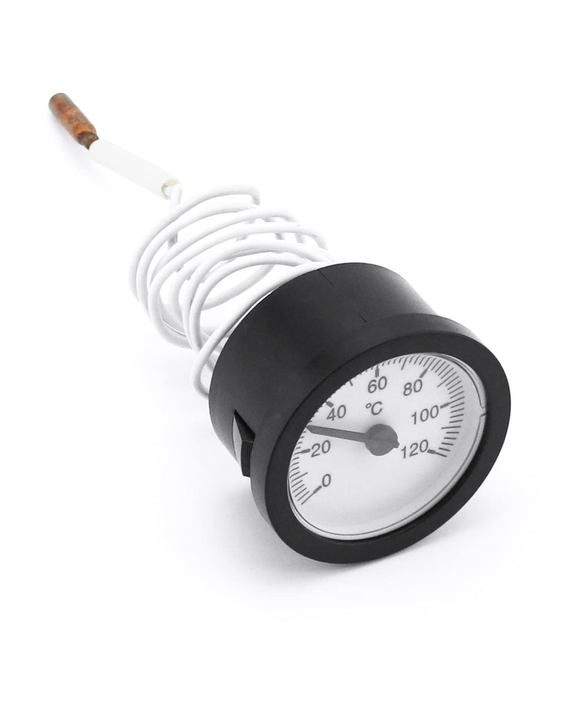 QWORK Thermometer with Sensor Capilar Used for Boilers, Heating and Cooling Systems, Capillary 1000 mm, 0-120 °C