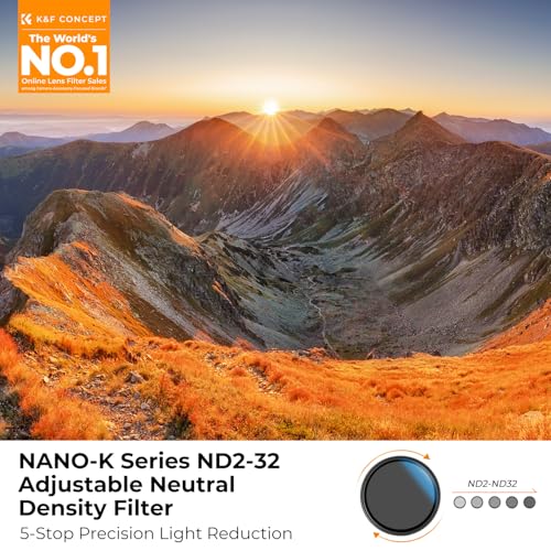 K&F CONCEPT 62mm Variable ND2-32(1-5 Stops) Lens Filter 18 Multi-Coating