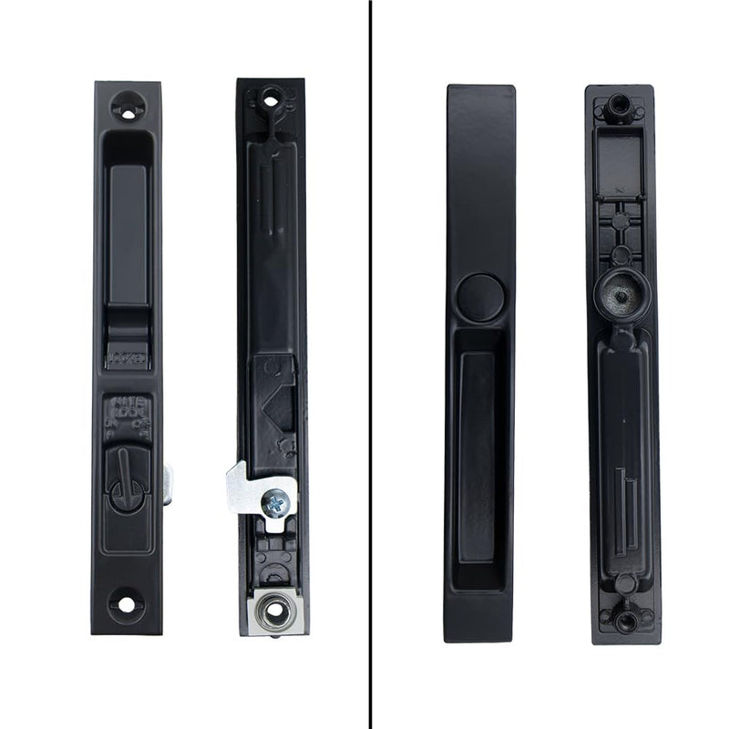 Flush Mount Non-Keyed Sliding Glass Patio Door Lock Handle Set Fits 1" to 1-1/8" Thick Doors 6-5/8" H.C. Night Lock, Hook Latch, Non-Handed (Brown) Brown