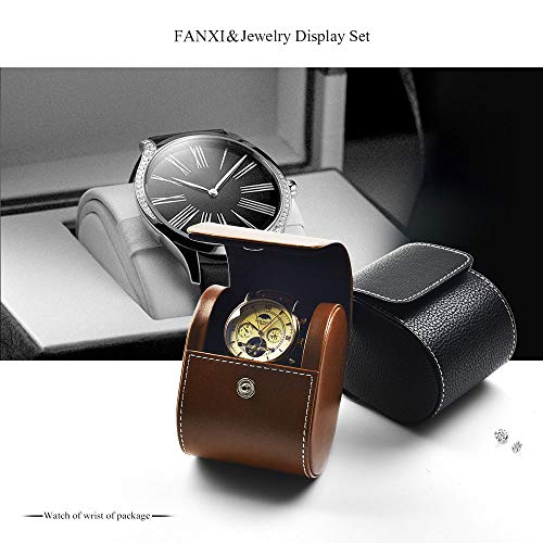 Oirlv Luxury Leather Watch Storage Box Travel Single Watch Case Watch Gift Box for Christmas Anniversary Birthday(Brown) Brown