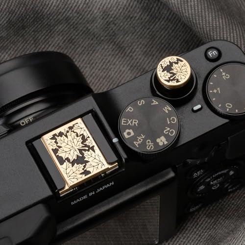 Leaf Camera hot Shoe Cover and Camera Shutter Button for Nikon zf for Fujifilm X-T5 X-T4 X-T3 X-T30 II X-T20 X100VI X100V X100 X-PRO3 X-PRO2 X-S20 X-S10 (Brass Leaf Set) Brass leaf set