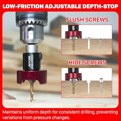 KEENTECH 6-piece carbide-tipped countersink drill bit set in 3/32, 1/8, and 5/32 inch sizes