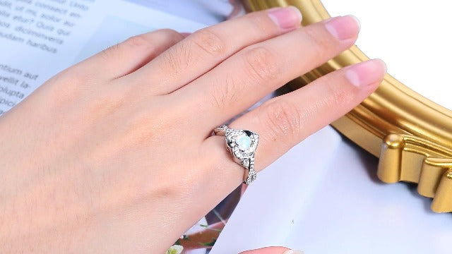 Sariel Heart Cremation Ring for Ashes - 925 Sterling Silver Opal Urn Keepake Rings Memorial Jewelry for Women White 8