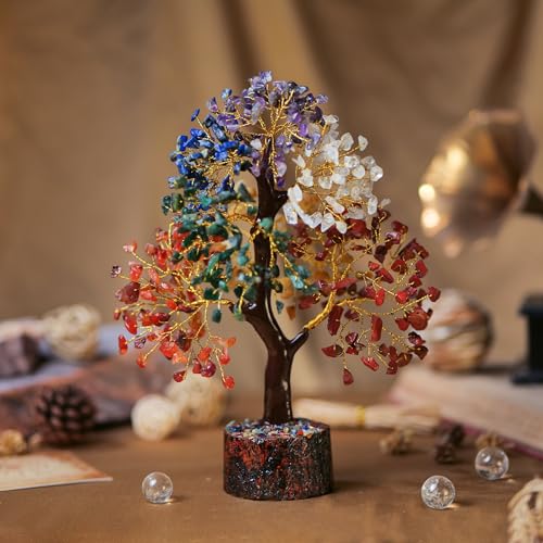 Seven Chakra Crystal Tree - Crystal Gifts - Chakra Tree - Gemstone Tree - Crystal Tree of Life - Bonsai Tree - Birthday Gift for Women - House Warming Gifts New Home - Feng Shui - Money Tree Seven Chakra Tree of Life