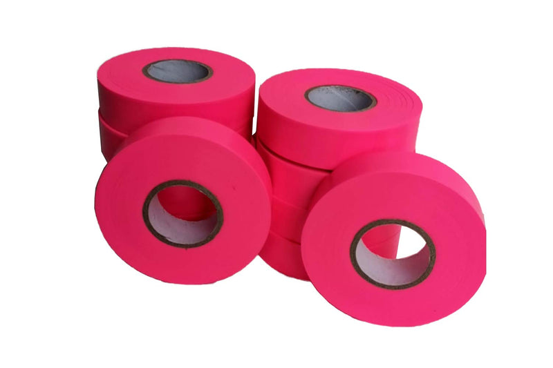 Flagging Tape， Survey Ribbon for Boundaries and Hazardous Areas Non-Adhesive Surveyor Tape with 1" Width, 150' Length -15F Temperature Resistance at Summer(Pack of 10) (Pink) Pink