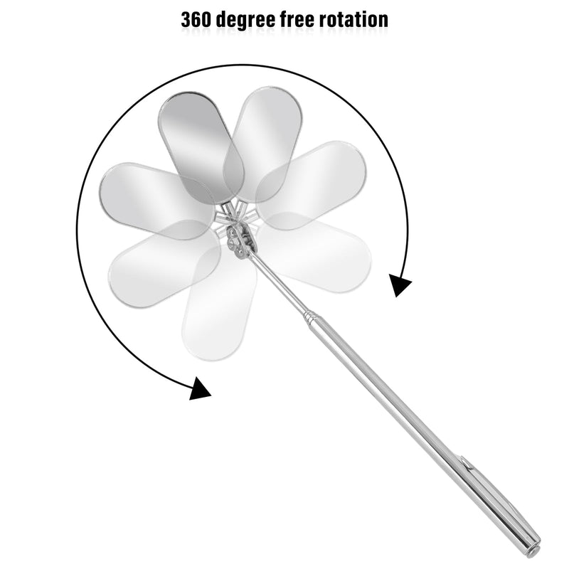 [Australia - AusPower] - Telescoping Inspection Mirror, 2 Piece Car Inspection Mirror, Stainless Steel Mechanic Mirror,Retractable Extension Mirror,Flexible Inspection Mirror for Checking Vehicle and Small Details (8~24 Inch) 2PCS 