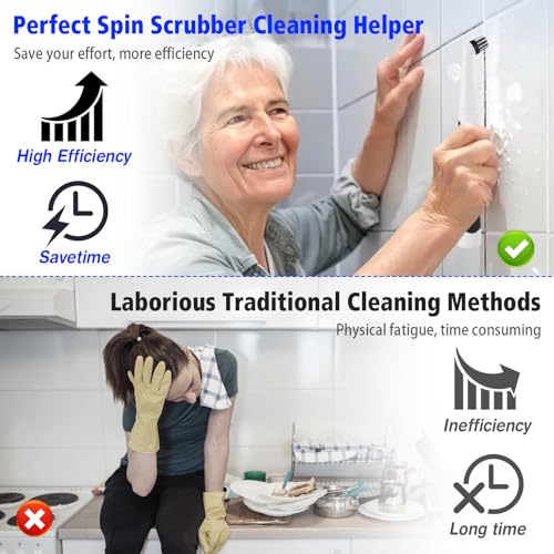 Electric Cleaning Brush Cordless, Automatic Power Scrubber Black and White