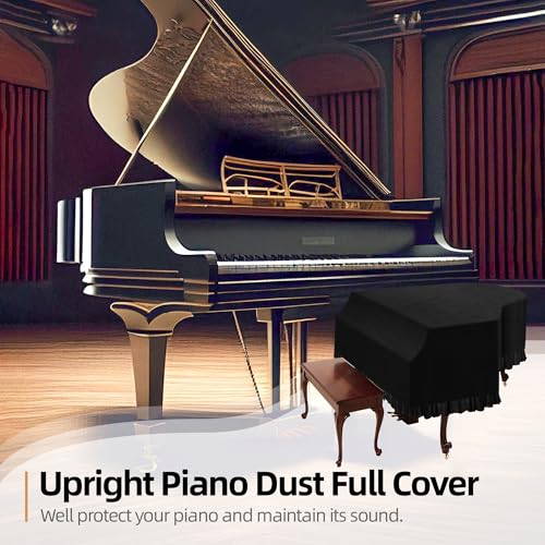 Grand Piano Keyboard Dust Cover, Music Stretchy Dirt Proof Keyboard Cover With Durable Elastic & Cord Lock Must Have Piano Accessories Grand