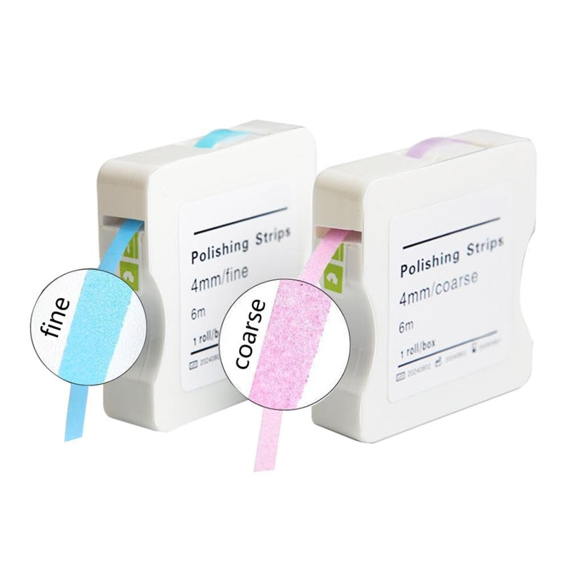 [Australia - AusPower] - Dental Polishing Strips Tooth File Teeth Whitening Oral Care 4mm x 6m Tooth Sandpaper Abrasive Finishing Strip Oral Care Cleaning Tool 2 Roll 2 Grint（Blue Fine+Pink Coarse） 