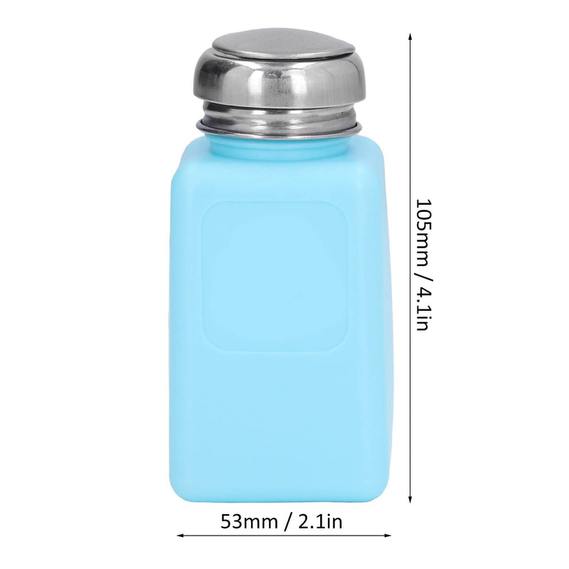 200 ml Press Type Solvent Dispenser ESD Safe Antistatic Square Bottle ESD Safe Dispenser Bottle Liquid Dispenser with Stainless Steel Lid (Blue)