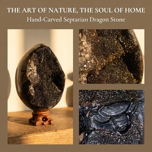 0.66-1.7lb Turtle Back Stone Crystal Geode Egg - Natural Rock Cluster for Home Office Decor, Spiritual Healing Stone with Raw Texture (0.66, Pounds) 0.66 Pounds