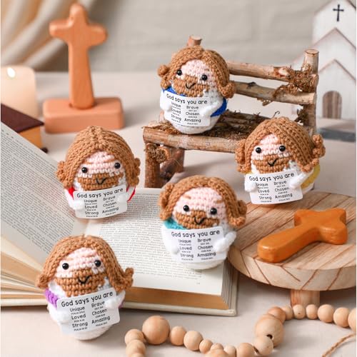 Marsui 5 Pcs 10 Pcs Crochet Dolls Jesus Figures Christian Gift, Colorful