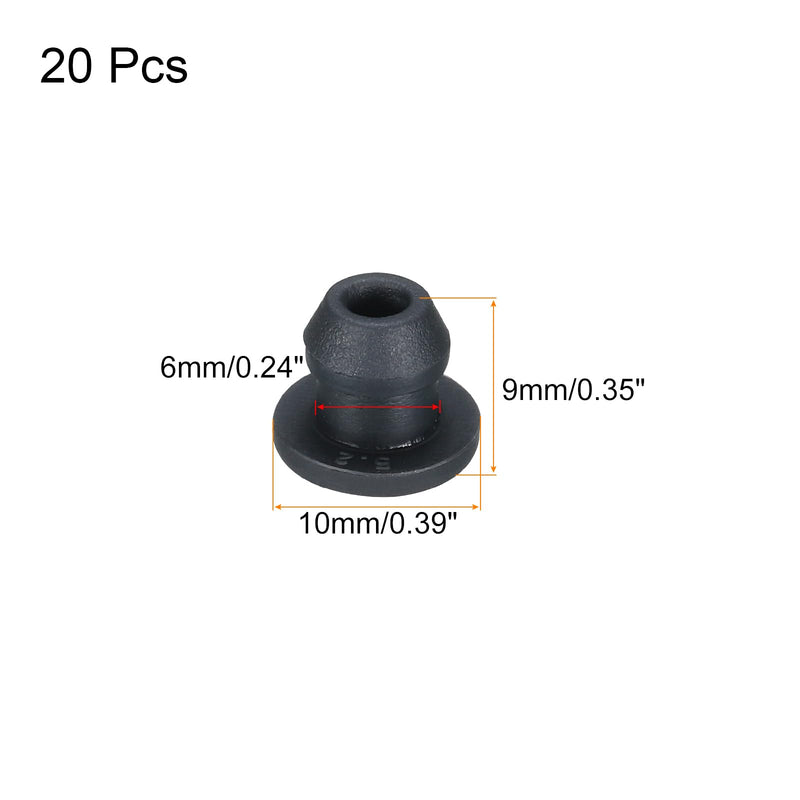 [Australia - AusPower] - MECCANIXITY Silicone Snap in Locking Hole Plugs Rubber Panel Seal Cover Flush Type Panel Round for Kitchen Rubber Bulkheads Waterproof Sealing Plugs 6mm/0.24 Inch Diameter Black,Pack of 20 