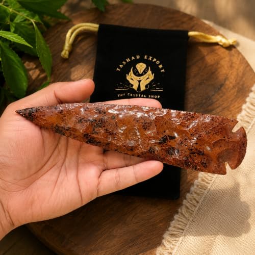 Hand-Carved Mahogany Obsidian Arrowhead, Select Size Obsidian Gemstone Spearhead Size - 3 Inch