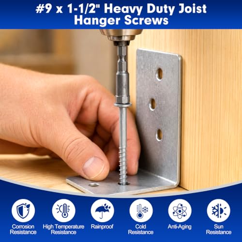 Vikua #9 x 2-1/2-inch heavy-duty joist hanger screws, 500-piece box, mechanically galvanized wood connector screws