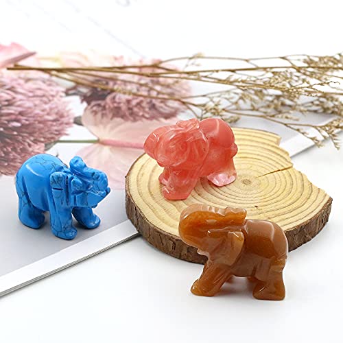 Opalite Crystal Elephant Pocket Guardian Figurine Elephant Statue 1.5 inch for Healing Reiki Spiritual Gift Cute Meditation Office Room Desk Decor Opalite