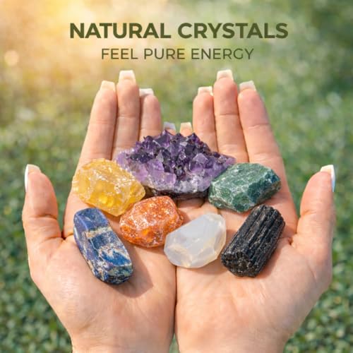7 Chakra Healing Crystals Set with Guide Cards for Beginners