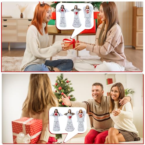 DoubleFill 3 Pcs Christmas Angels Figurine Wood Friendship Decor
