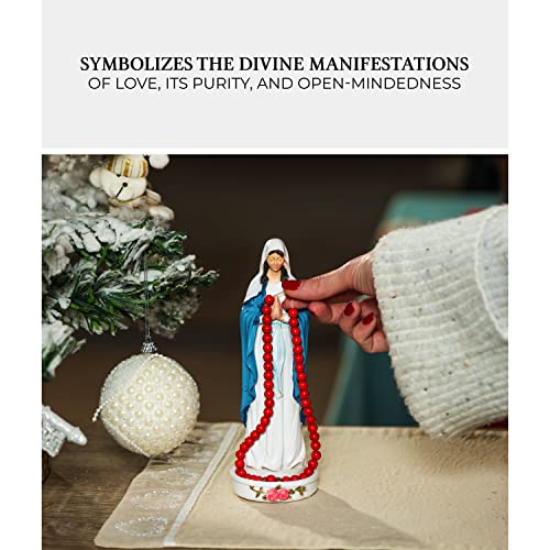 Virgin Mary Rosary Holder Statue, 8'' Polyresin Madonna, Catholic Classic