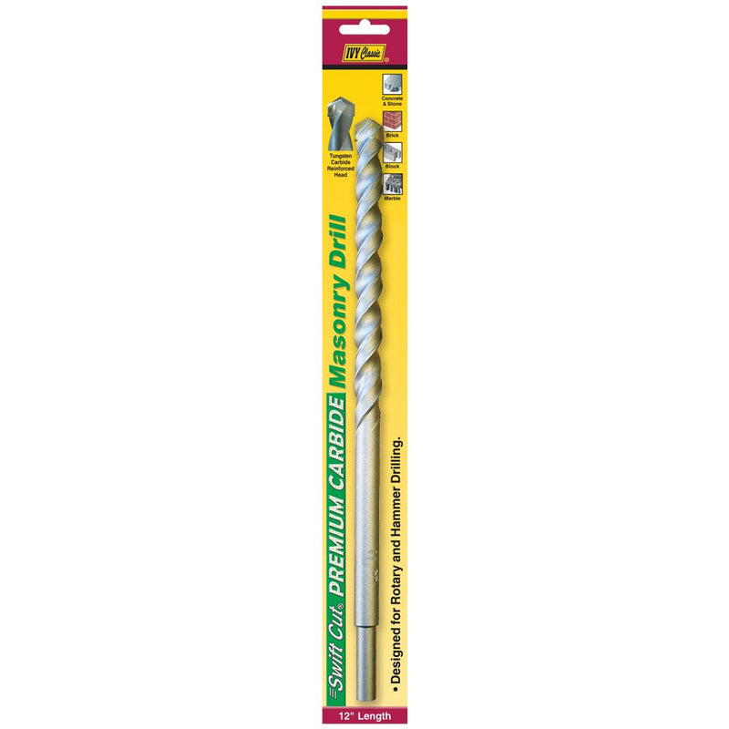 IVY Classic 10348 3/4 x 12-Inch Premium Carbide Masonry Drill Bit, 1/2-Inch Reduced Shank, 1/Card 3/4 x 12", 1/Pack
