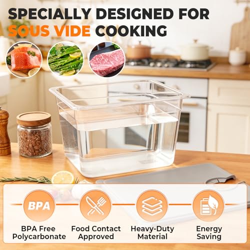 HOMENOTE 12 Qt sous vide container with collapsible silicone lid, BPA-free, durable kitchen storage and cooking container.