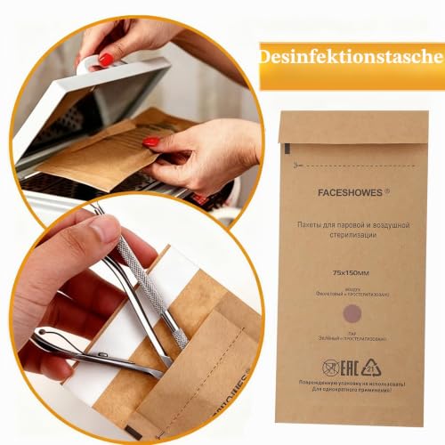 Sterilization Bag, Sterilization Bag, Disposable Nail Accessories, Disposable Accessories for Nail Sterilisers, Disinfectant Machines, for Cosmetics and Nail Tools, 75 x 150 mm (Pack of 200) 200 pieces