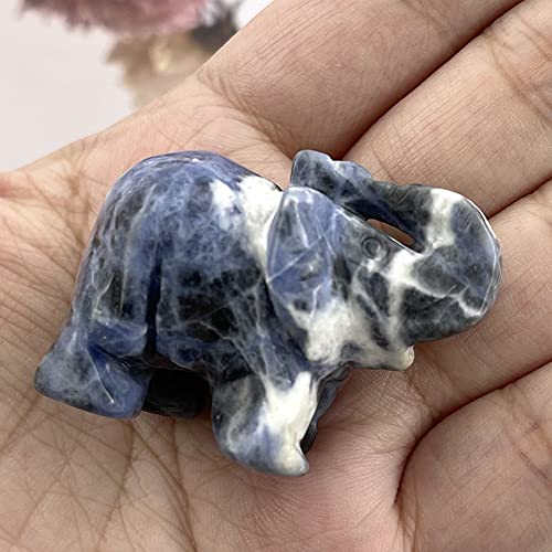 Sodalite Crystal Elephant Pocket Guardian Figurine Elephant Statue 1.5 inch for Healing Reiki Spiritual Gift Cute Meditation Office Room Desk Decor Sodalite