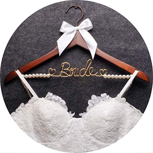Wedding Dress Hanger - Decorative Wire Hanger for Brides, Perfect Bridal Shower & Wedding Gift Brown Gold Thread