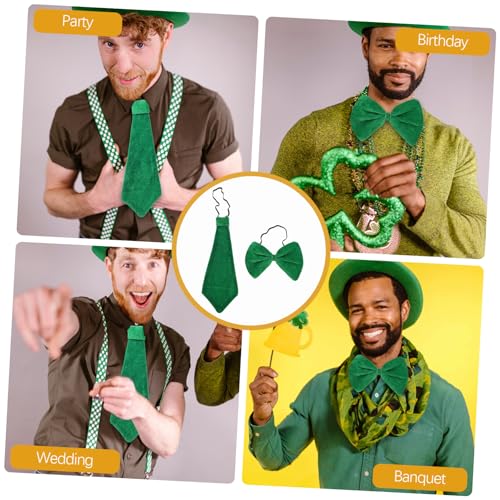 VALICLUD 3 Sets Bow Tie for Men St Patrick's Day Festival Tie Green Party Necklace for Men for Irish Celebrations