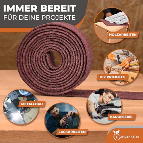 Sanding Fleece Roll 5 mx 100 mm Grain 240 - Versatile Sanding Fleece Metal, Wood, Varnish, Stainless Steel - Ideal Sanding Pad, Sanding Sponge for Professional Applications 5 m P240