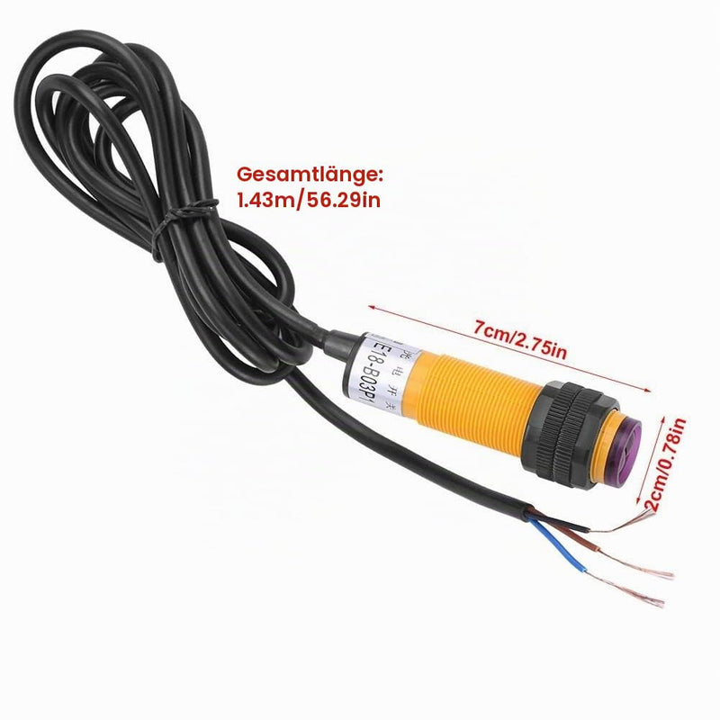 Photoelectric Sensor Switch, E18-B03P1 5-30cm DC 3-Wire 6-36V PNP IR Photoelectric Sensor Switch for Industrial Automation and Meter
