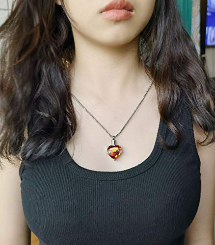 YOUFENG Urn Necklaces for Ashes Always in My Heart Heart Cremation Jewelry Memorial Pendant Birthstone Necklace January URN