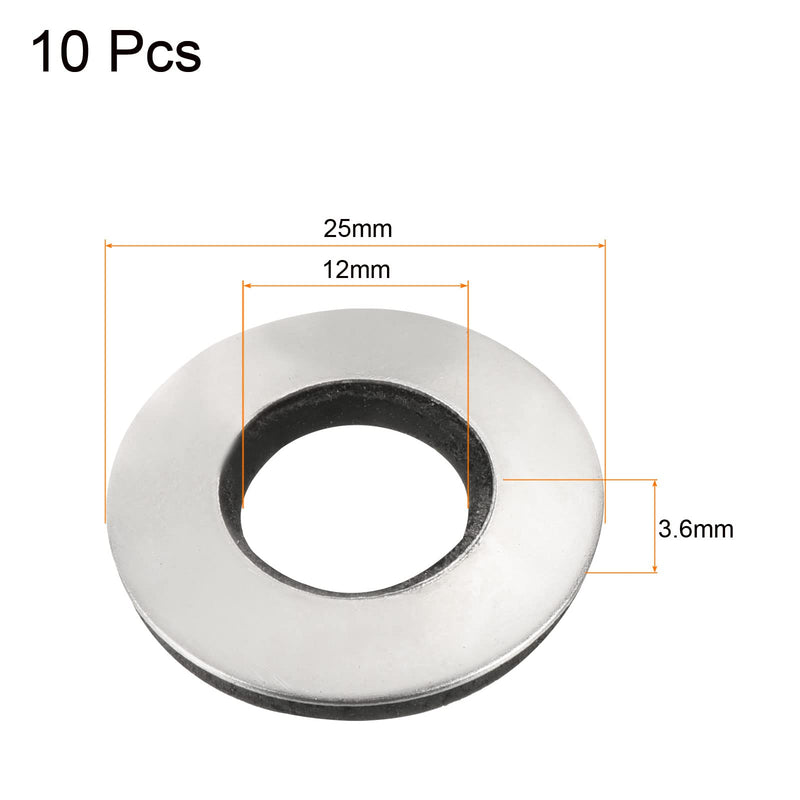 [Australia - AusPower] - MECCANIXITY Bonded Sealing Washers M12 25x12x3.6mm Carbon Steel Nitrile Rubber Gasket, Pack of 10 