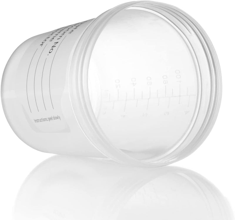 [Australia - AusPower] - Sterile Specimen Cups Individually Bagged with Lids [3 Count] 4 oz Clear Urine Collection Cup with Leak Proof Screw On Covers - 4.5 Compacity Specimens Jars – for Safe Pee, Stool, Semen Sample Testing 3 