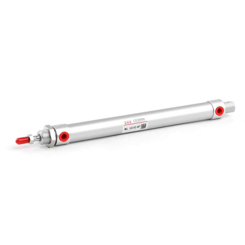 [Australia - AusPower] - SNS Pneumatic 16mm Bore 150mm Stroke NPT1/8 Aluminum Alloy Mini Air Cylinder Double Action MAL16x150 MAL16*150-NPT 