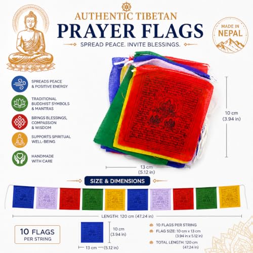 Buddha-Buddha Spiritual Buddhist Gift Set, 108 Prayer Mala Beads in Lokta Box, Green Tara Incense, Tibetan Prayer Flags, Meditation