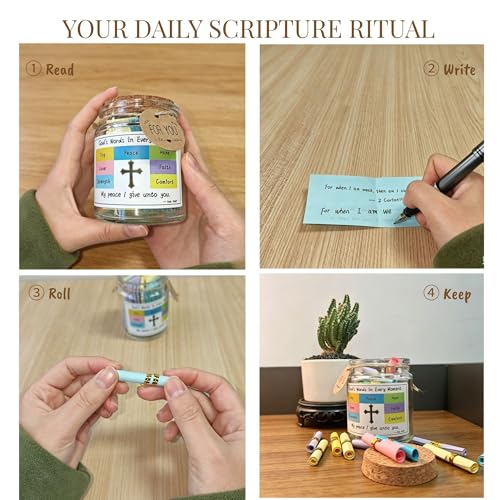 Bible Verse Jar for Women – Large Print & Writeable Scripture Strips Modern Language Version
