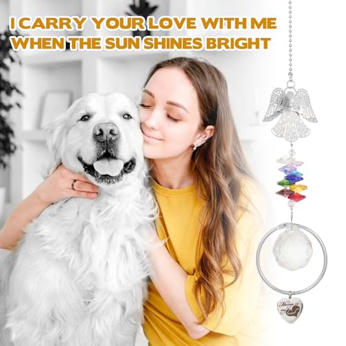 Memorial Gifts Ashes Keepsake Suncatcher, Angel Pendant Sympathy Gifts for Loss of Loved One and Pet Crystal Sun Catcher with Small Urn Daily Remembrance Memorial Home/Car Hanging Decor