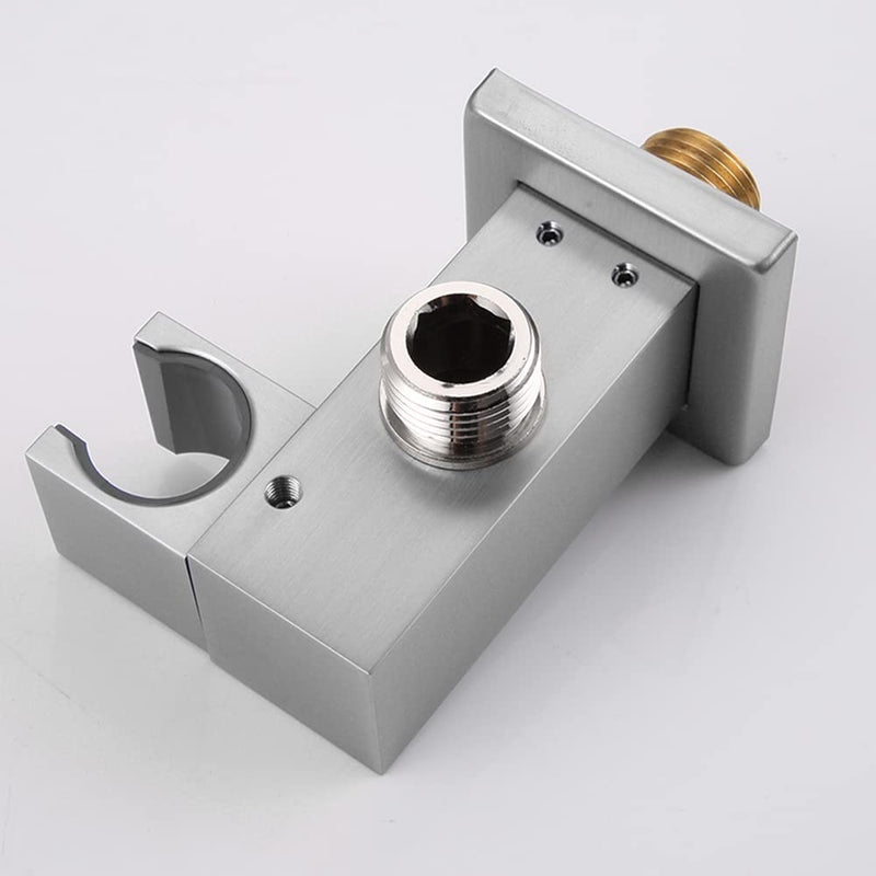 AVIVG Brushed Nickel Bathroom Brass Wall Mount Adjustable Handheld Shower Head Bracket Holder