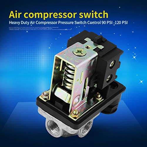 Vikye Heavy Duty 240V 16A Four Port Air Compressor Pressure Switch Control, 90-120PSI, Black, Push Button, Manual