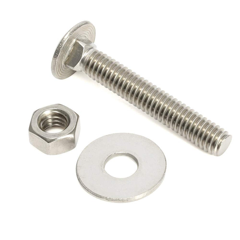 [Australia - AusPower] - 3/8-16 x 1" Carriage Bolts and Nuts Kit, Round Head Square Neck Screws, Stainless Steel 18-8 (304), 10 Sets 3/8-16 x 1" 