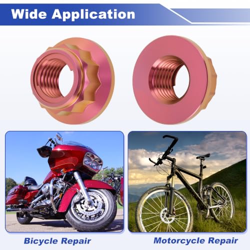 5 Pcs GR5 Titanium Alloy Sprocket Nut M10x1.25 Pink for Motorcycle