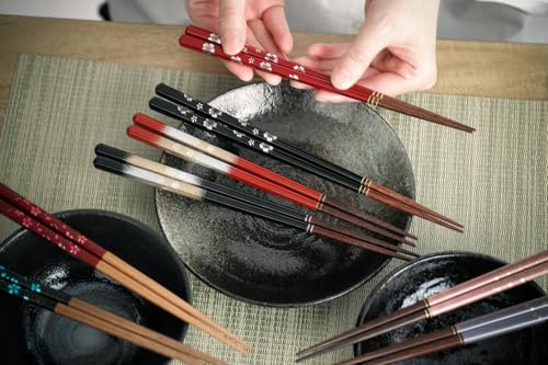 Japanese Chopsticks Set of 2 Pairs [Made in Japan] - Metallic Foil Finish Lacquered Wooden Chopsticks (Cherry Blossom Delight 2prs (MK055)) Cherry Blossom Delight 2prs (MK055)