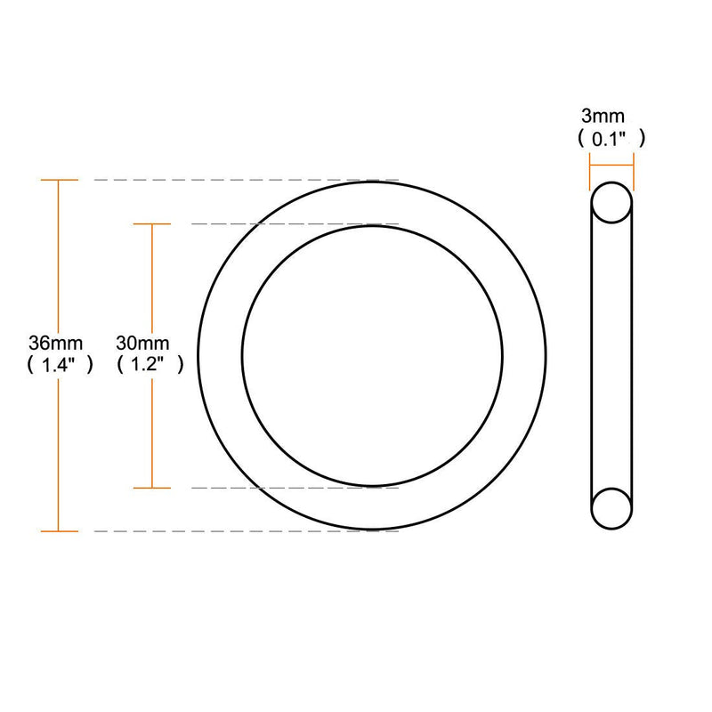 [Australia - AusPower] - uxcell Nitrile Rubber O-Rings, 36mm OD 30mm ID 3mm Width, Metric Sealing Gasket, Pack of 10 