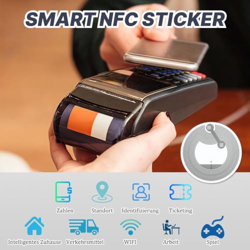 Pack of 50 NTAG215 NFC Tag Stickers Transparent - RFID Sticker 25 mm NFC Chip Compatible with iPhone Shortcuts iOS App HomeKit & Android Smartphone Apps | NFC215 Rewritable