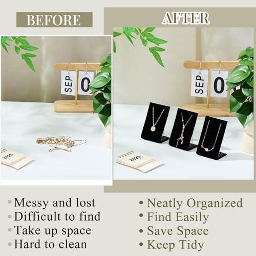 RattanView 12 Pcs Velvet Earring Display Stand Necklace Holder Black