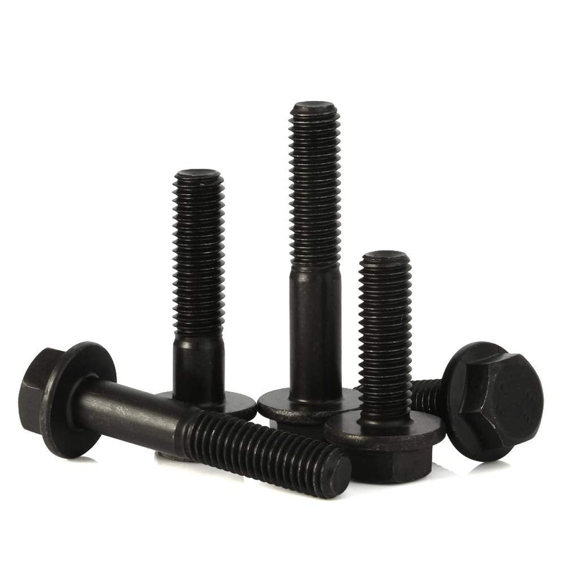 [Australia - AusPower] - M6 x 25mm Flanged Hex Head Bolts Flange Hexagon Screws, Full Thread, Alloy Steel, Black Oxide Finish, Quantity 25 M6-1.0 x 25mm 